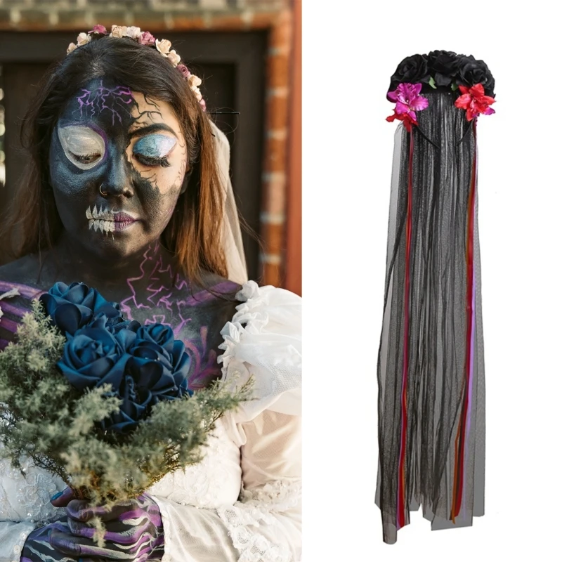 

Halloween Props Day of the Death Flower Hairband Girls LolitaCostume Headpieces