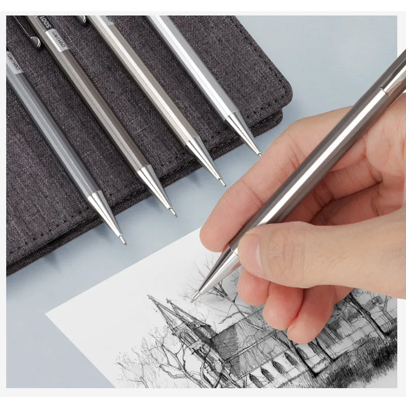 Deli Metal Mechanical Pencil 0.7mm 2B Lead Pencil Refill for Kids Writing Sketching Art Drawing Stationery Automatic Pencil Set 3