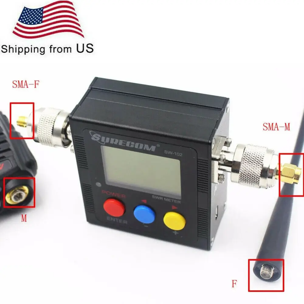 SURECOM SW-102 With Two Connector 125-525 Mhz Digital VHF/UHF Power& SWR Meter for Portable Two Way Radio