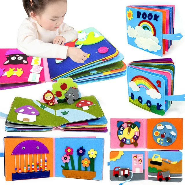 Montessori Baby Busy Board 3D Toddlers Story Cloth Book Sensory toys for babies Education Habits Toys books for kids from 0-3 3