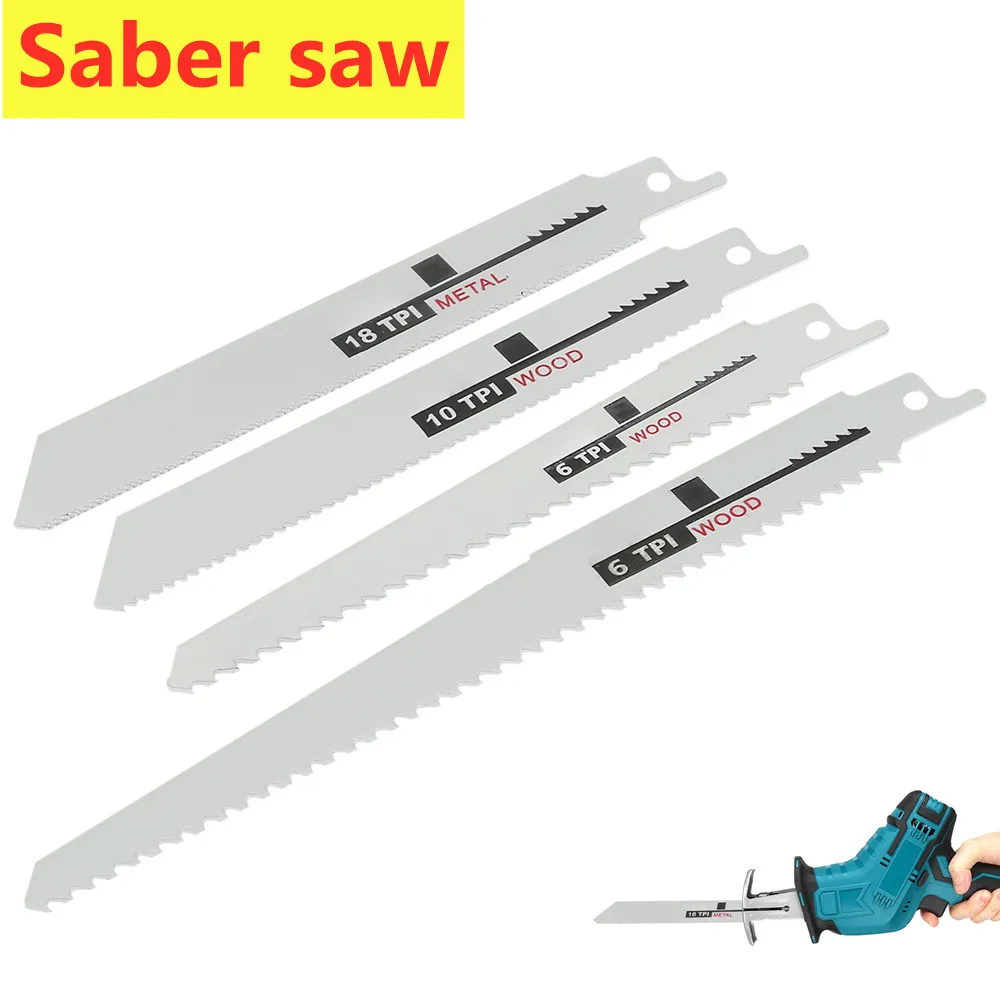 

4pcs Saber Saw Reciprocating Saw Blade Jig Saw Blade Hand Saw Saber Saw Blade For Wood Metal Reciprocating Saw Power DIY Tools