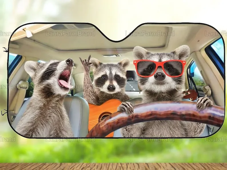 

Funny Raccoon Windshield Sunshades, Raccoon Cute Sunshade, Raccoon Car Sunshades, Car Decoration Mother Day Gift LNG062201A45