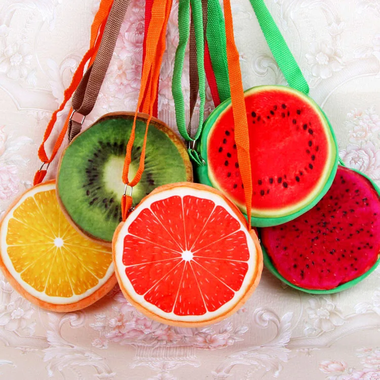 Girl Simulation Fruit Bag children Watermelon Strawberry Shoulder Bag Plush Messenger Bag coin purse