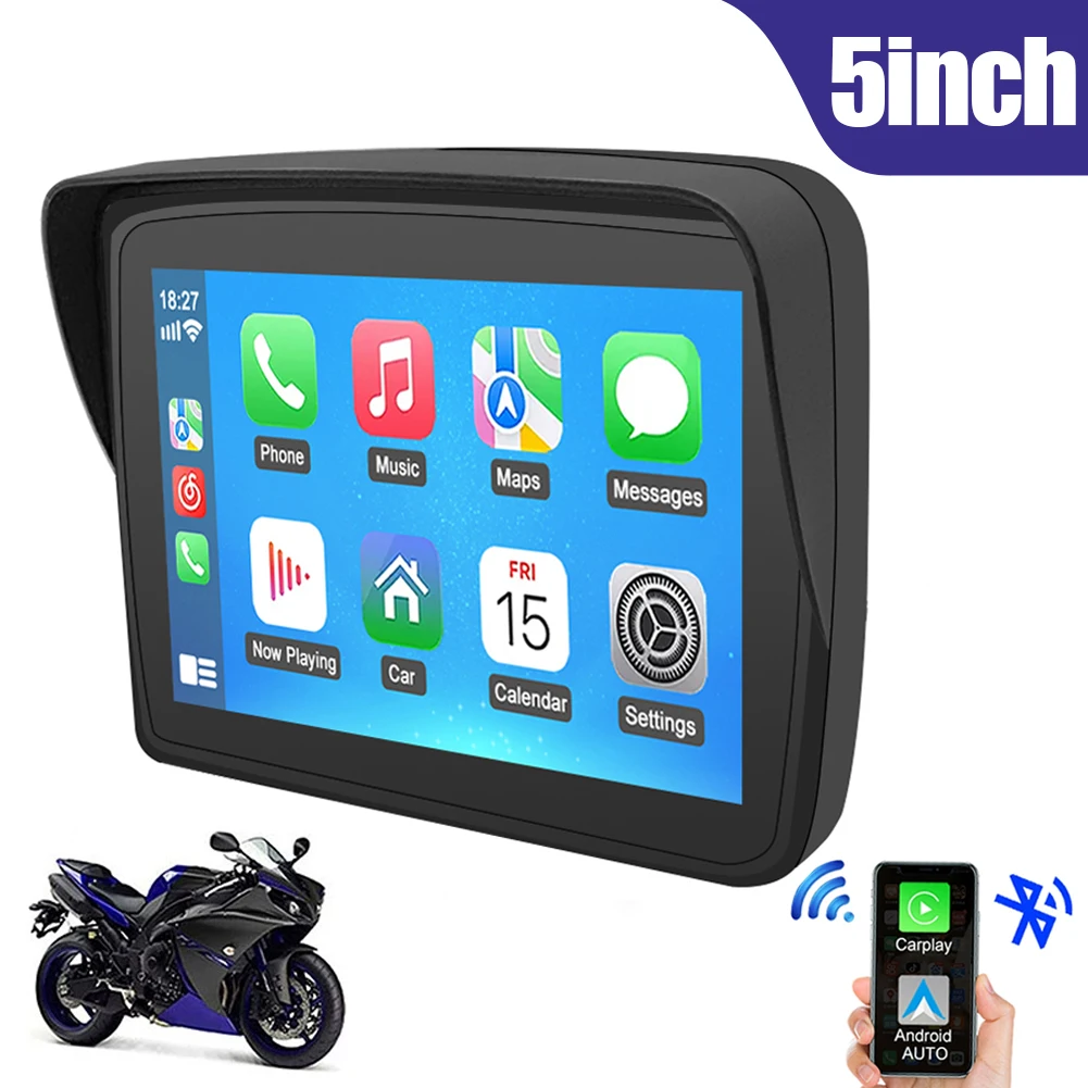 

5 Inch Portable GPS Navigation Motorcycle Waterproof Carplay Display Motorcycle Wireless Android Auto IPX7 GPS Screen Apple