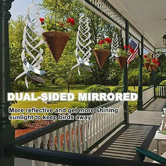 Madártaszító Spirál Reflektorok Lógnak Fényvisszaverő Madárijesztő Dekoratív Madárrátrétű Eszközök Ismételter Kerti Udvar F3W8 - Image 2