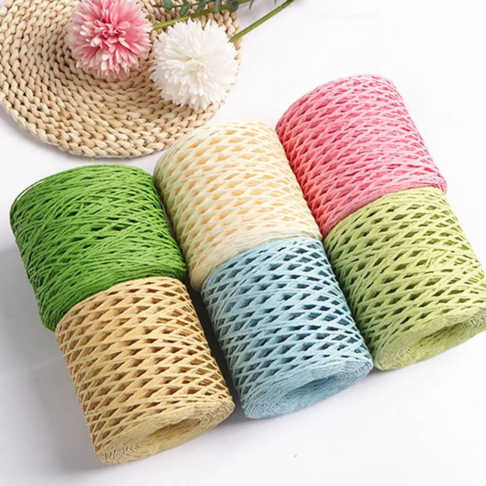 Natural Raffia Straw Yarn Hand-Knitted Crocheting Rafia Straw Paper Yarn DIY Handmade Summer Sunhat Beach Bag