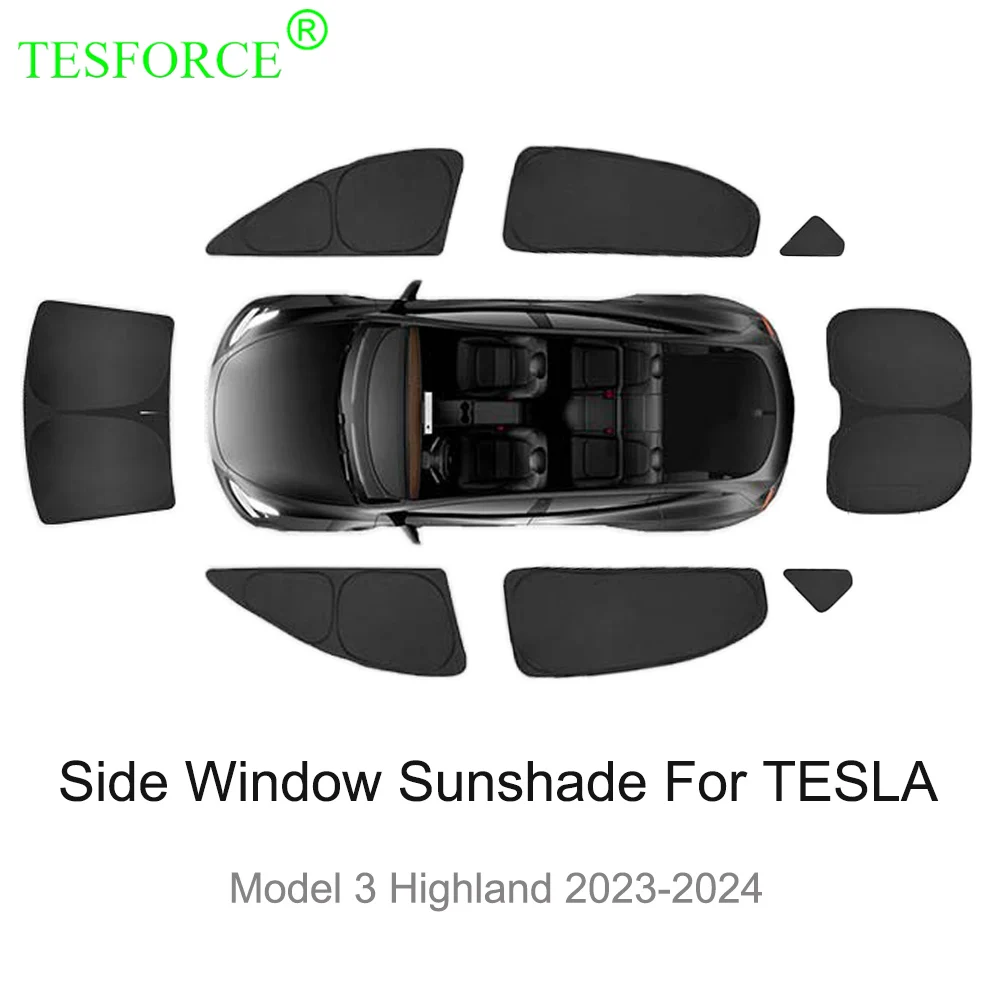 For Tesla Model 3 Highland 2023-2024 Privacy Sun Shade Custom-Fit Side Window Sunroof Sunshade Blind Shading for Camping Rest