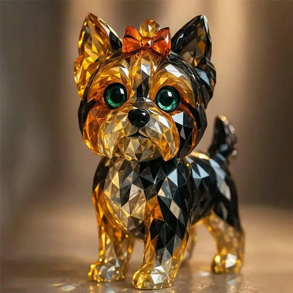 Creative Fake Crystal Resin Painted Animal Statue Mini Collectible Art Clear Statue Home Office Desktop Decoration Ornament