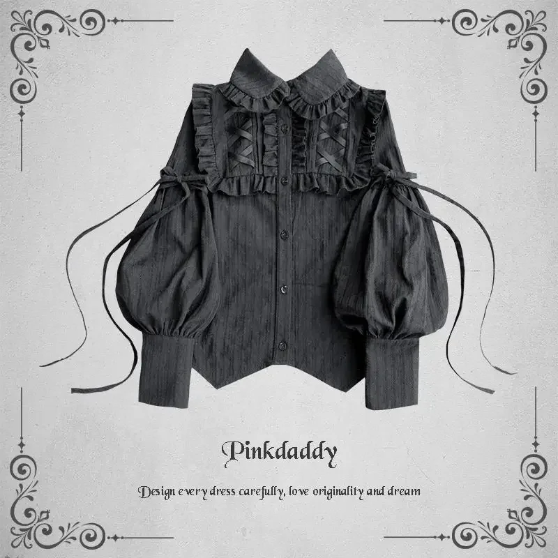 

Vintage Gothic Shirts Women Elegant Lolita Style Gigot Sleeve Blouses Girls Victorian Sweet Ruffles Kawaii Tops Blusas Mujer