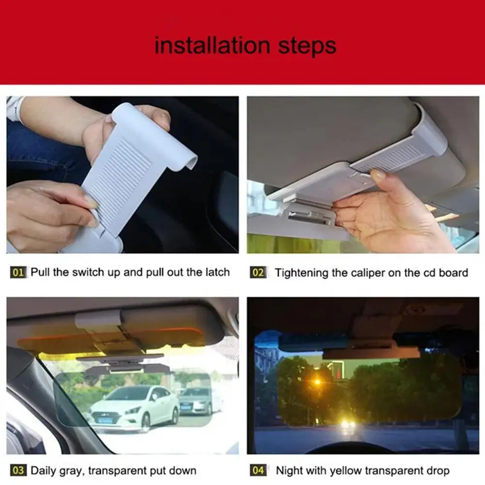 주야간 자동차 선바이저, HD 자외선 차단 눈부심 방지 거울, 편광 고글, 시각적 선바이저, 운전자 안경 회전 가능