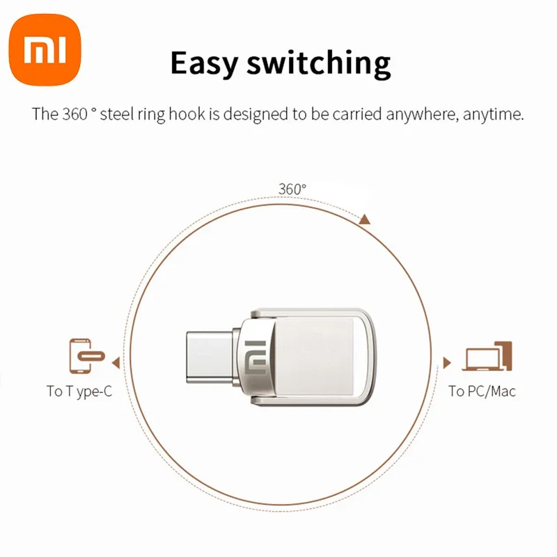 Xiaomi 2TB USB 3.1 U Disk Type-C Interface 1TB 512GB Mobile Phone Computer Mutual Transmission Portable USB Memory Flash Drive