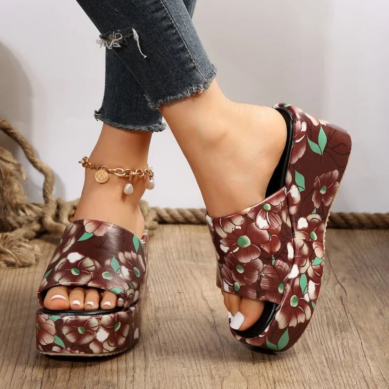 

Women's Platform Wedge Slippers 2023 Summer Retro Open Toe High Heel Slides Shoes for Women Outdoor Flat Casual Ladies Sandals