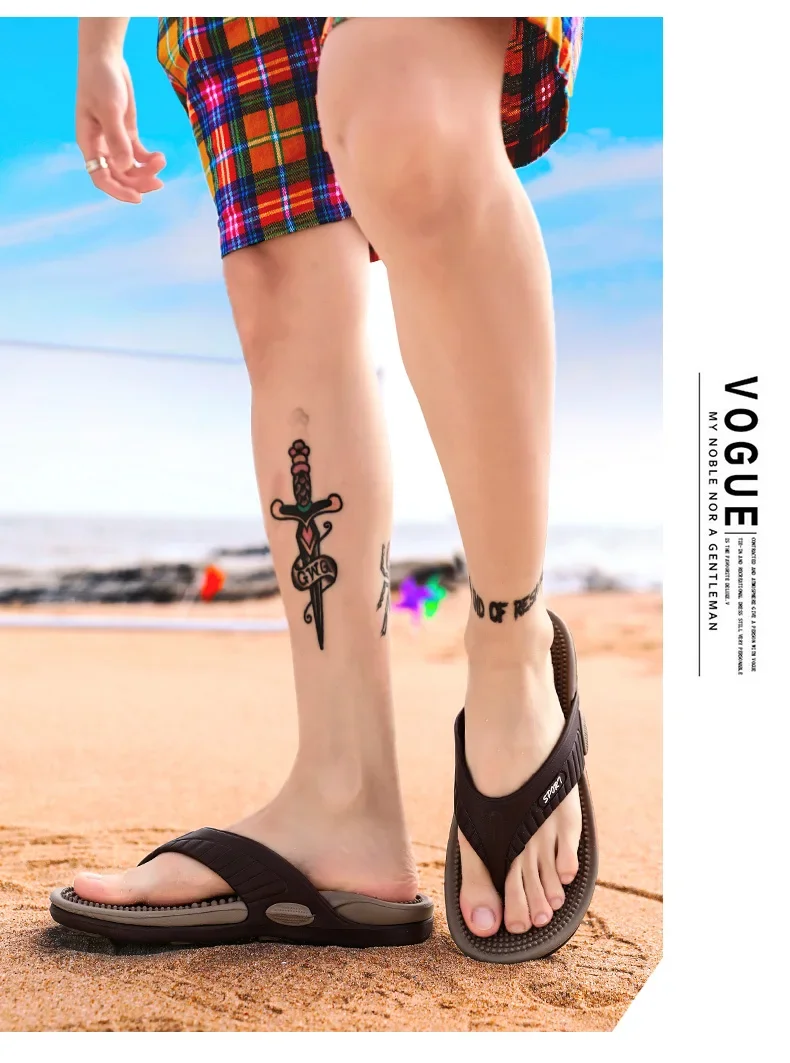 Massage-Flip-Flops für Herren, Sommer, atmungsaktive Strandschuhe, Sandalen, luxuriöse Flip-Flops, atmungsaktiv, Übergröße, Herren-Hausschuhe, Größe 46 – Detail 6