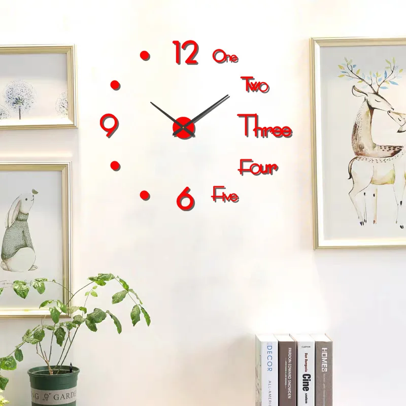 Simple  Modern Design Digital DIY Clock Silent Wall Clock Room Living Wall Decoration Home Decor Punch-Free Wall Sticker Clock