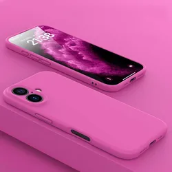 Luxurious Liquid Silicone Shockproof Soft Phone Case with Lens Protection for iPhone 16 Plus (ZP Rose red)