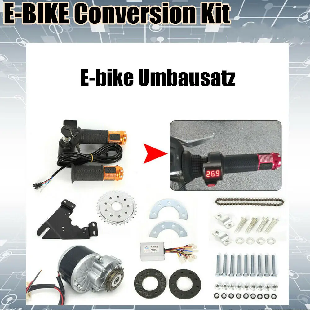 E-Bike Brush Motor Kit Electric Mountain Bike E-Bicycle Conversion Kit 36V 350W