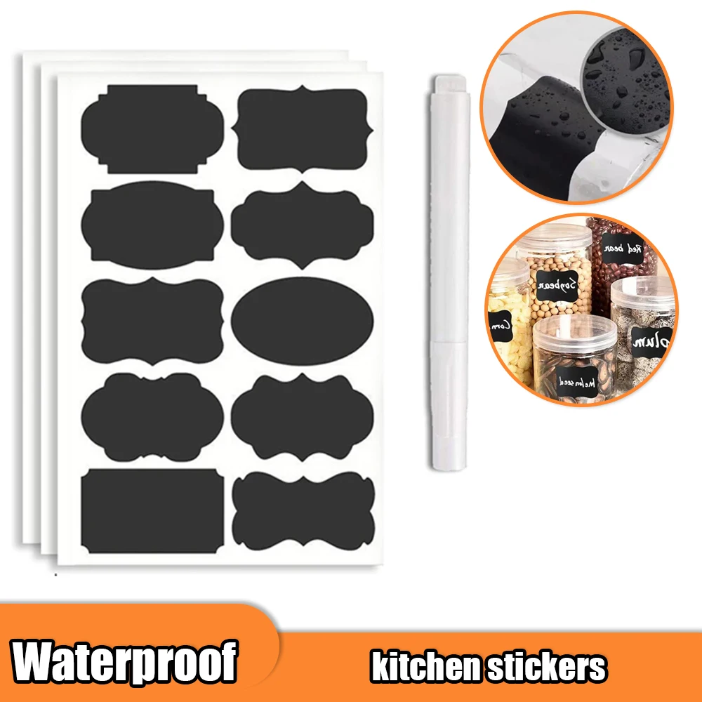 Kitchen Jars Stickers Erasable Labels Adhesive Labels for Home Bottles Tags Kitchen Organizer Sticker