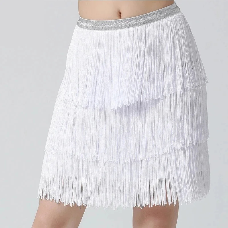 

Women white color Dance Clothes Latin Dance Hip Scarf Tassel Skirt Latin Dress Ballroom Samba Fringes Competition Performance