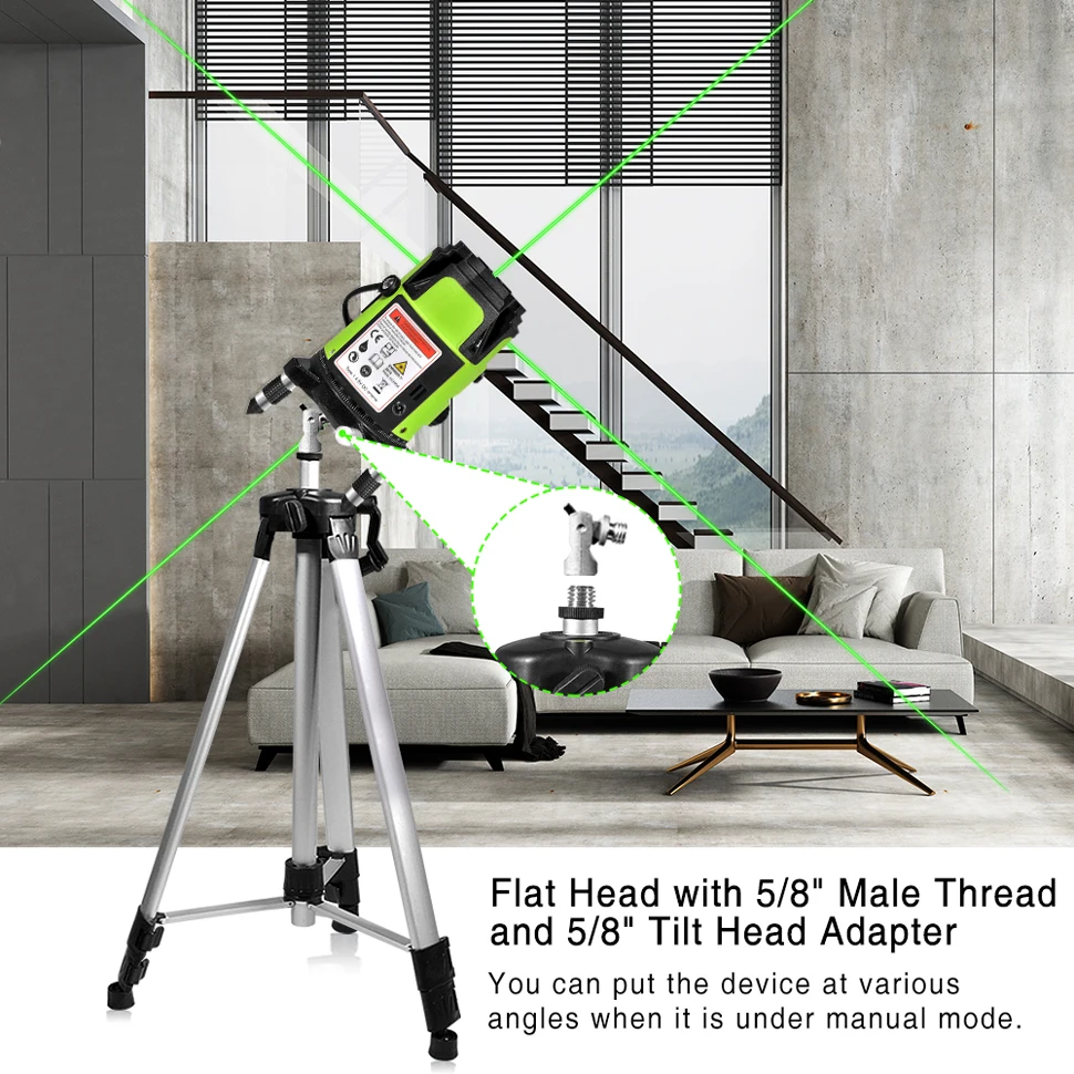 Description Picture 5 of itemCLUBIONA Universal 1.5m Telescopic Adjustable Aluminum Tripod 5/8,1/4 Threaded Tilt Head Quick Release for Laser Levels Camera