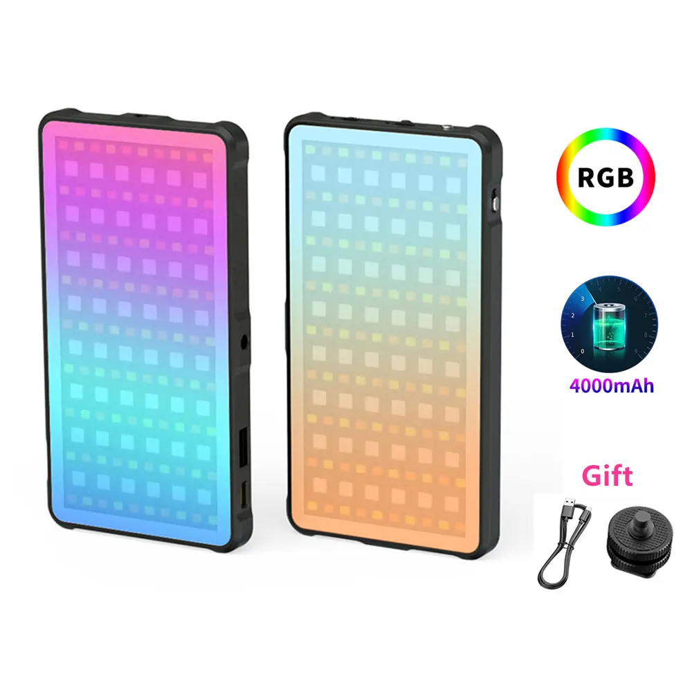 

Hot RGB LED Video Light Camera Light Full Color USB Charge 3100mAh LED Fill Light Panel for Camera Phone Photography Lights