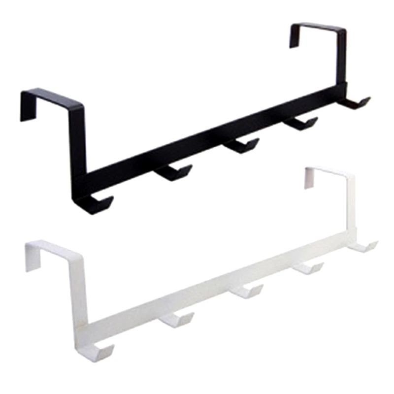 Coat Hat Hanger Over Door Hooks Kitchen Utensil Holder Bathroom Iron Towel Rack 5 Hooks Easy to Install Waterproof Dropship