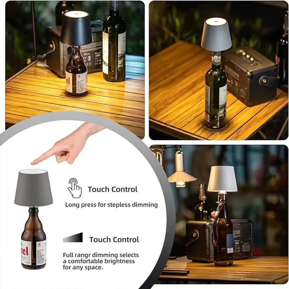 Wireless Wine Bottle Lamp Rechargeable LED Touch Table Lamp Dimming Atmosphere Desk Lamp Bedroom Night Light Christmas Gifts 6