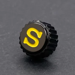 Premium Stainless Steel Crown with Silver/Black Logo for Timepiece Enhancement (6 Black Crown)