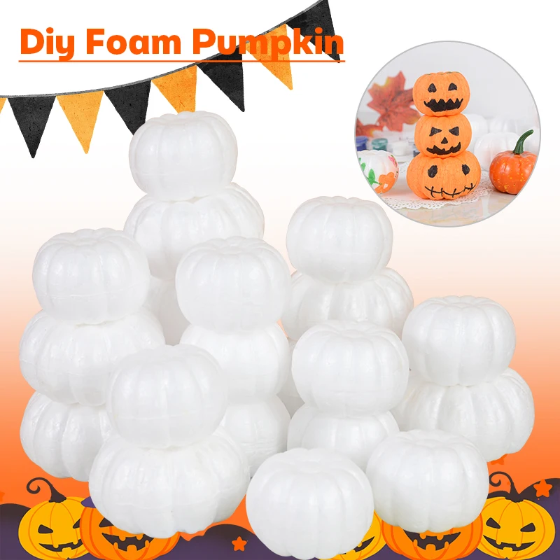 

10Pcs 6/8cm White Foam Pumpkin Models Artificial Pumpkins Halloween Decoration DIY Handmade Craft For Kids Gifts Party Supplies