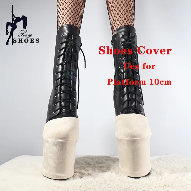 2025 Shoes Cover Platform 10cm High Heels 20cm Pole Dancing Boots Wear-Resist Protection Cover Training Sandals Protector Beige