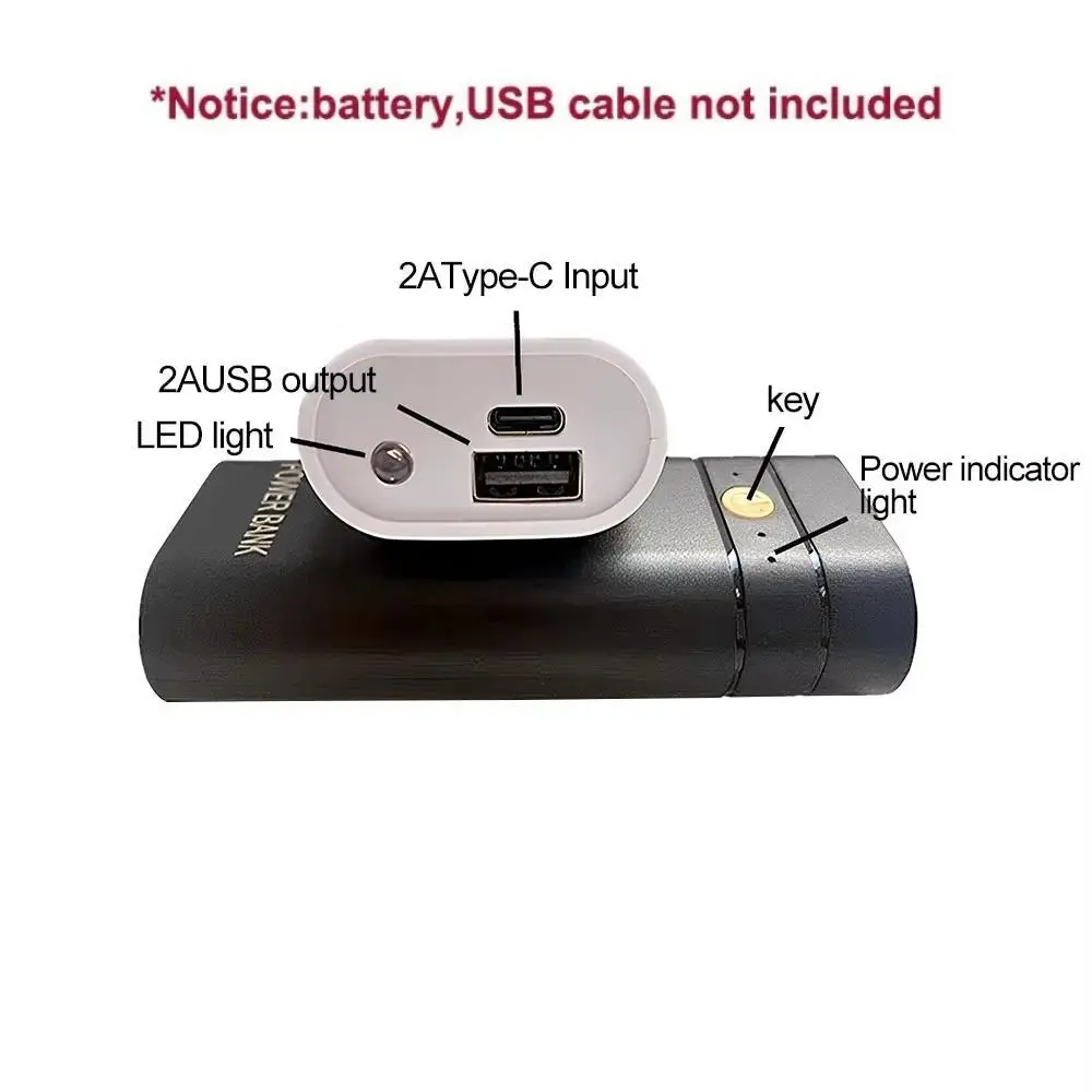 5V 2A 6000mAh 2X 18650 USB Type-C Battery Charger Case DIY Power Bank Box For Phone Electronic Charging Not Including Batteries BEST SELLERS