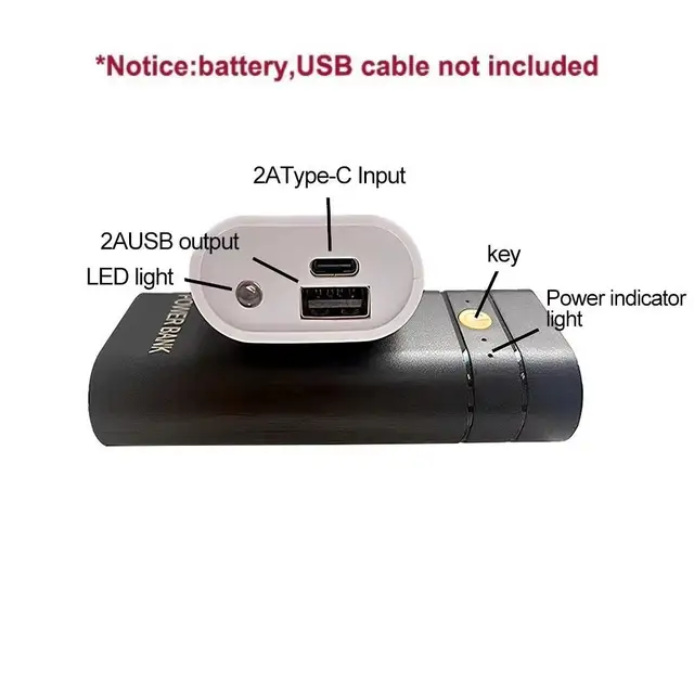 5V 2A 6000mAh 2X 18650 USB type-c boîtier de chargeur de batterie bricolage boîte de batterie externe pour téléphone charge électronique piles non incluses 3