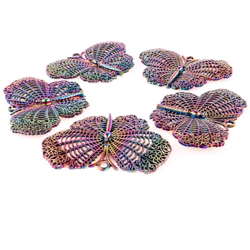 

1Pcs Antique Big Butterfly DIY Rainbow Color Charm Cutout Cobweb Insect Animal Connector Pendant For Bracelet Jewelry Making DIY