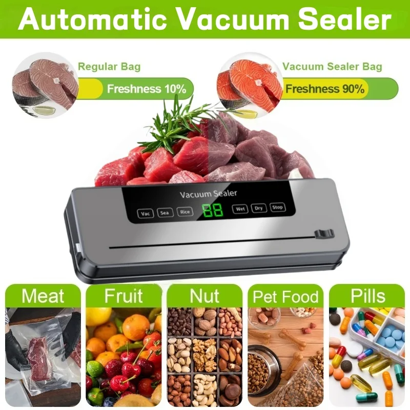 Machine de scellage sous vide électrique, emballage alimentaire sec/humide, sacs de scellage sous vide, stockage des aliments, Machine d'emballage sous vide pour la cuisine