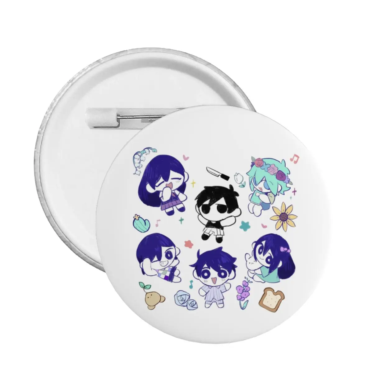 Omori Basil Fanclub Pin Back Buttons for Clothes Customizable