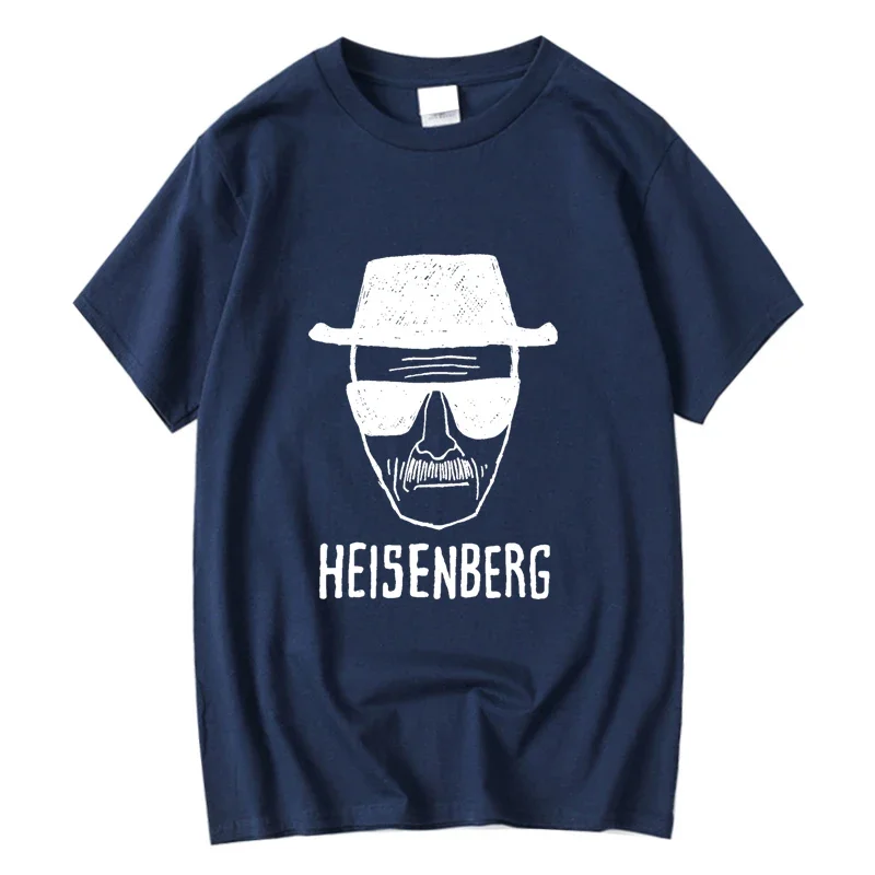 الرجال الموضة رداء علوي غير رسمي جودة قصيرة الأكمام 100% القطن فضفاض هايزنبرغ PrintedTshirt عادية رجالي التي شيرت كول الصيف الرجال التي شيرت