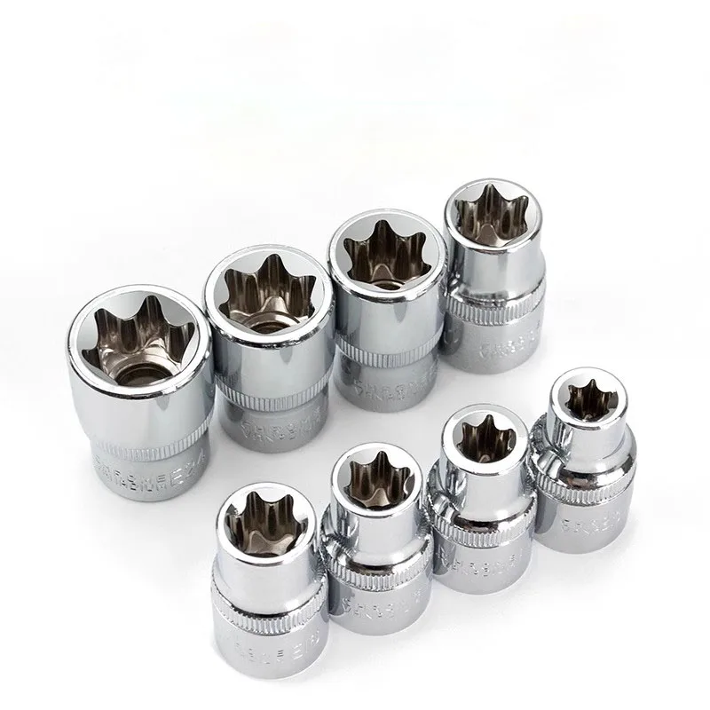 12InchETypeStarSocketsCRVAlloyRustproofTorxStarSocketSet