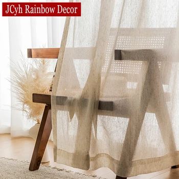 Beige Linen Sheer Curtains 1