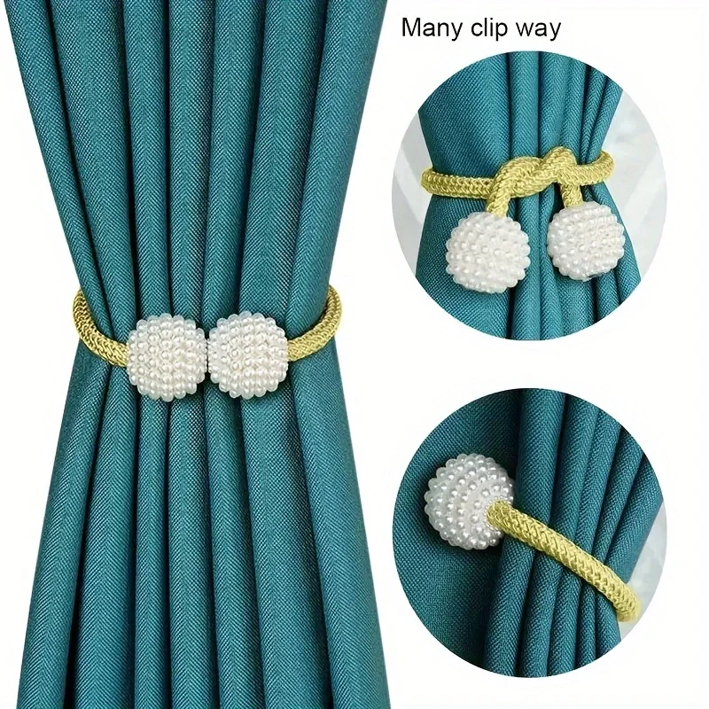 Simple curtain straps high strength magnetic attraction pearl magnetic buckle fabric storage strap