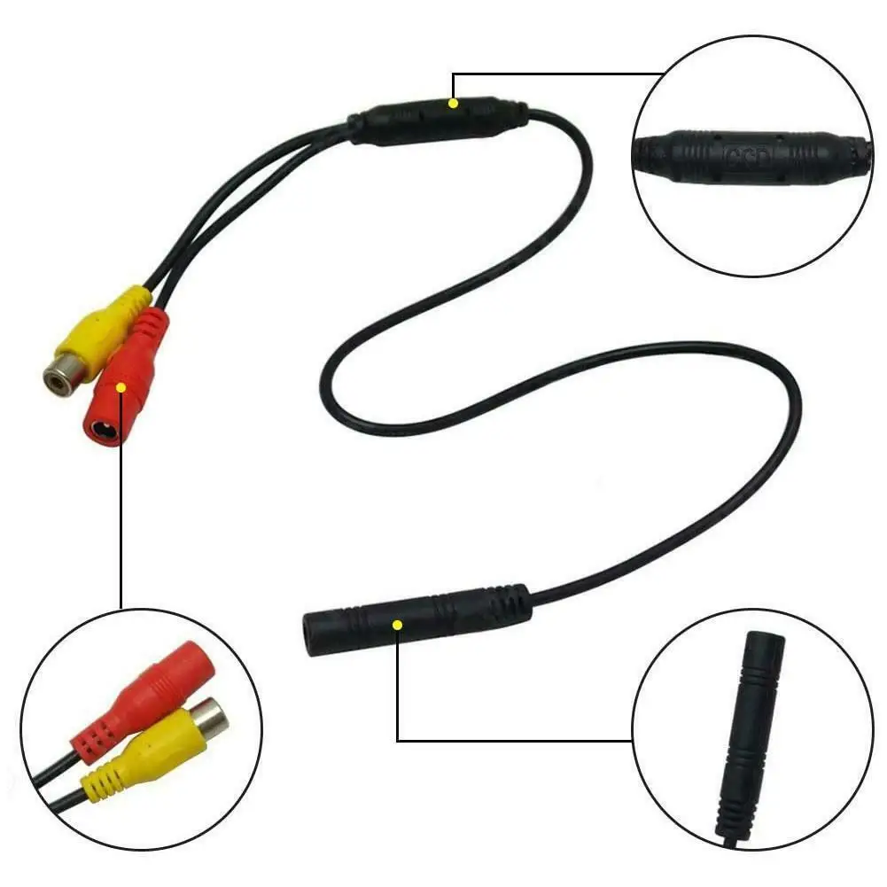 

1Pcs Car Camera Signal Harness Reverse Backup Rear View CVBS RCA Female Connector Signal Power Adapter Wire Harness Accessories