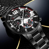 GENEVA Men's Creative  Six-Pin Watch Alloy Steel Band Quartz Watch Men Watch New Luxury  Men's Quartz WristWatch 1