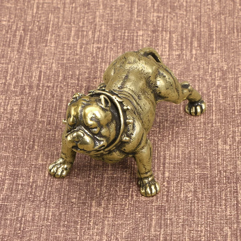 

Retro Mini Pure Copper Dog Statuette Dog Ornaments Handmade Bronze Sculpture Antique Handmade Office Home Decoration