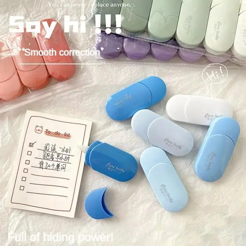 6 Pcs/set Correction Tape Gradient Kawaii Large Capacity Correction Tape Studente-capacity Silent Tape.