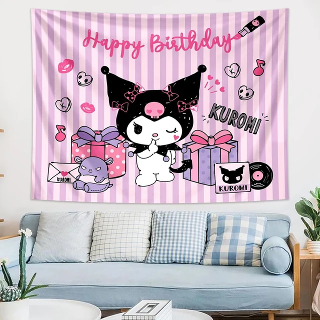 Tapisserie à personnages multiples Sanrio – Décoration vive et animée, tissu de fond pour salon et chambre à coucher, sans lumières 3