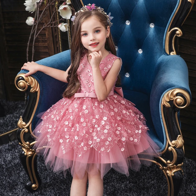 Amazon.com: 6 Girl Dress Flower Girls Bowknot Tutu Dress for Kids Baby  Wedding Bridesmaid Birthday Party Pageant Formal Dresses Toddler First  Baptism Christening Gown Girls Dressing Games (C, 4-5 Years): Clothing,  Shoes