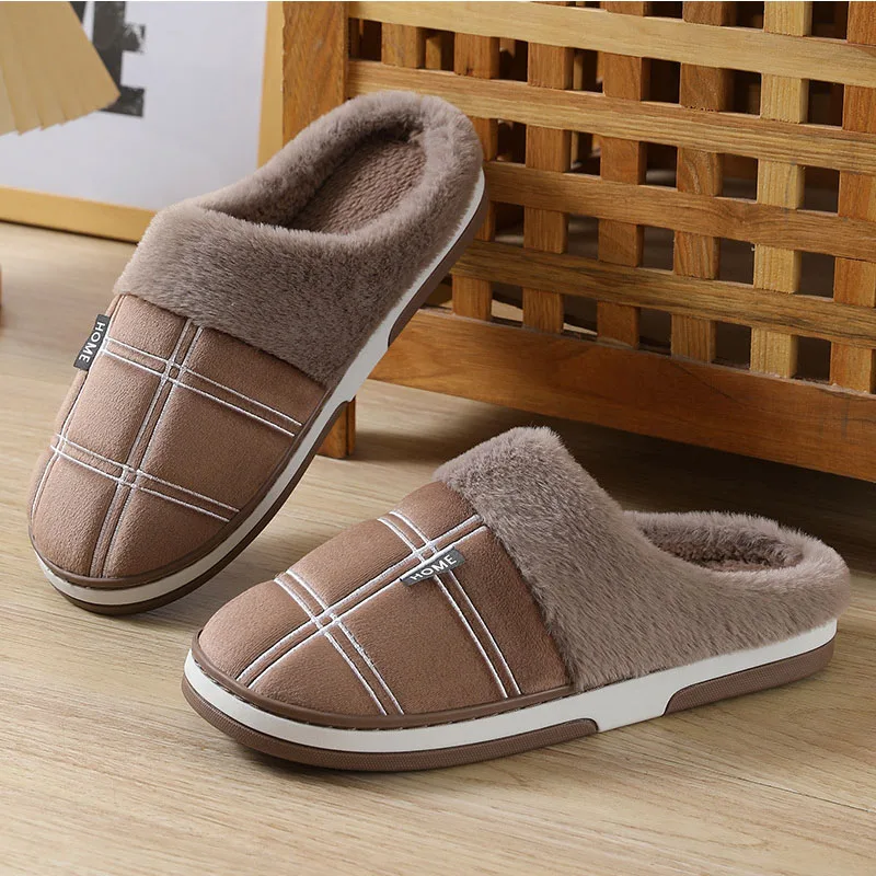 New Winter Man Slippers House Winter Indoor House Comfort Flat Heel Slides Home Indoor Bedroom Zapatillas Casa Mujer