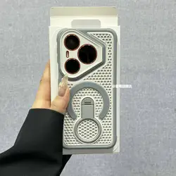 Magnetic 360° Honeycomb Heat Dissipation Case with Ring Grip and Skin Feel Finish for HUAWEI Pura 90S Pro (GRAY)