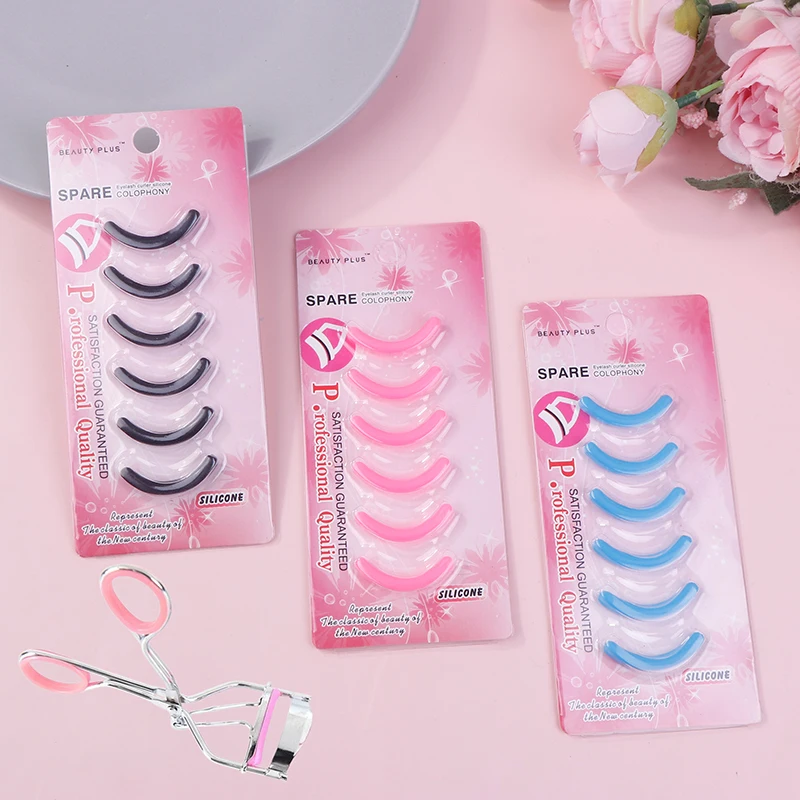 【6Pcs 여성용 패션 리필 속눈썹 컬러 고무 탄성 교체 패드 실리콘 젤 클립 패드 아이 메이크업 도구】