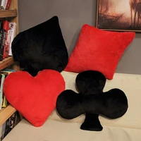 1pc Poker Cards Plush Pillows Stuffed Red Heart Diamond Black Spade Club Soft Decorate For Sofa Chair Bed 2