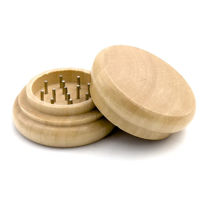 Wooden Tobacco Herb Grinder 55mm Crusher 2 Layers Kitchen Supplies Spice Cutter for Smoking Accessories