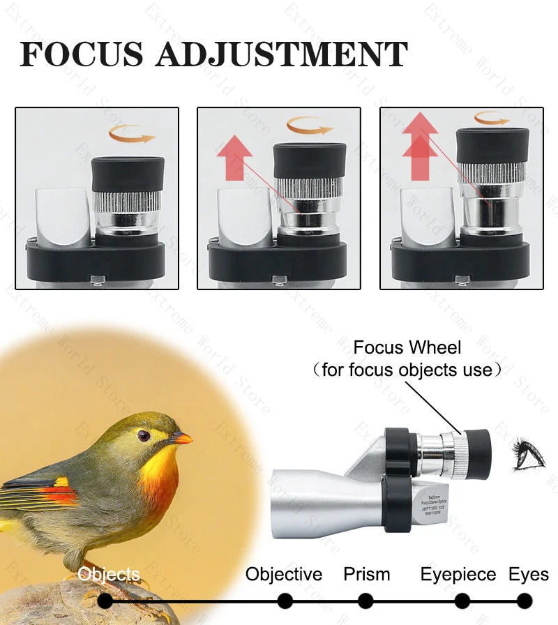 8x20 HD Night Vision Mini Pocket Zoom Monocular Outdoor Telescope